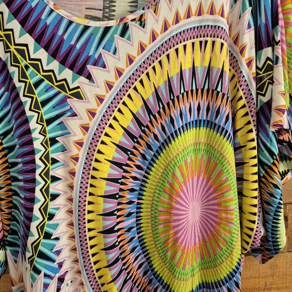 Lascana Venus Convertible Mini Dress XL Cover Up Drawstring Ruching Boho Tribal - Picture 6 of 15